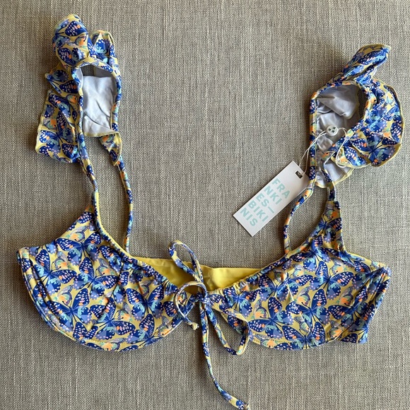 Frankie's Bikinis Birdie Ruffle Top + Ziggy Bottom (size L) NWT - Picture 4 of 9